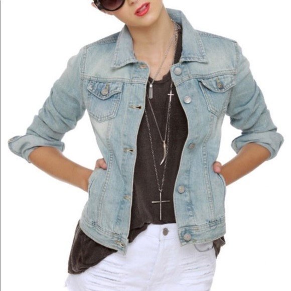 light wash distressed denim jacket